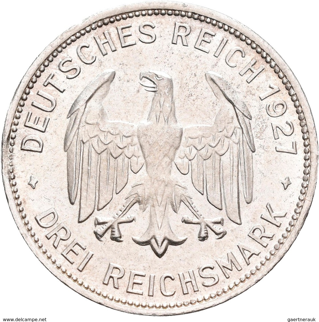 Weimarer Republik: 3 Reichsmark 1927 F, Universität Tübingen / Eberhard Im Bart, Jaeger 328, Fehlprä - Otros & Sin Clasificación