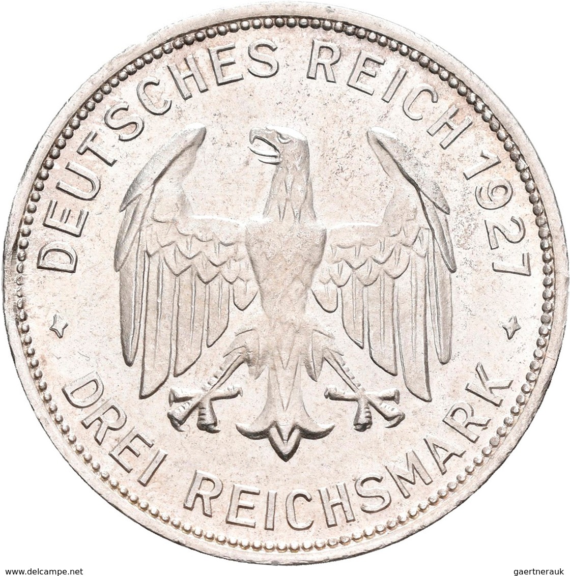 Weimarer Republik: 3 Reichsmark 1927 F, Universität Tübingen / Eberhard Im Bart, Jaeger 328, Fehlprä - Sonstige & Ohne Zuordnung