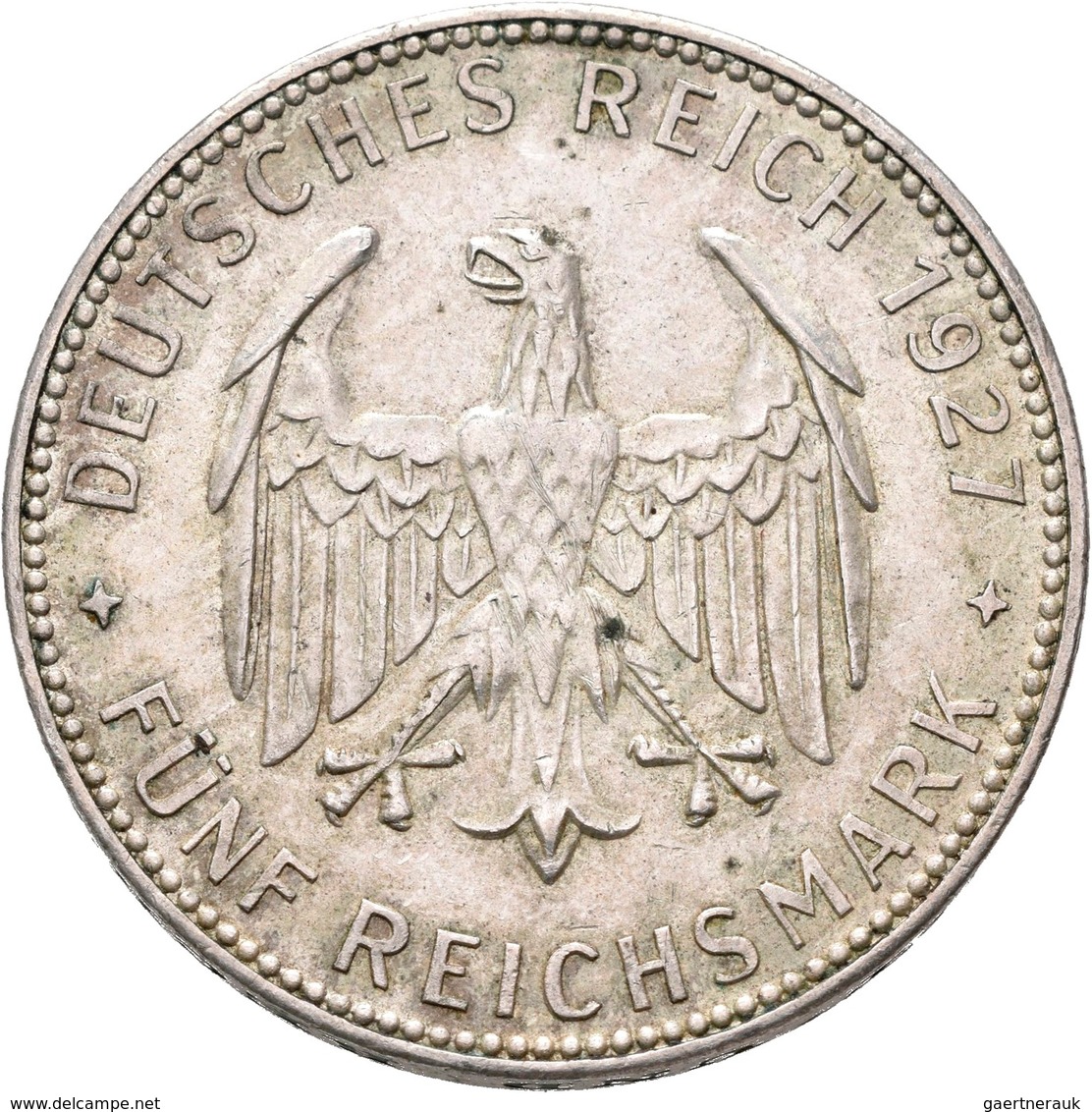 Weimarer Republik: 5 Reichsmark 1927 F, Universität Tübingen, Jaeger 329, Kl. Kratzer, Sehr Schön. - Altri & Non Classificati