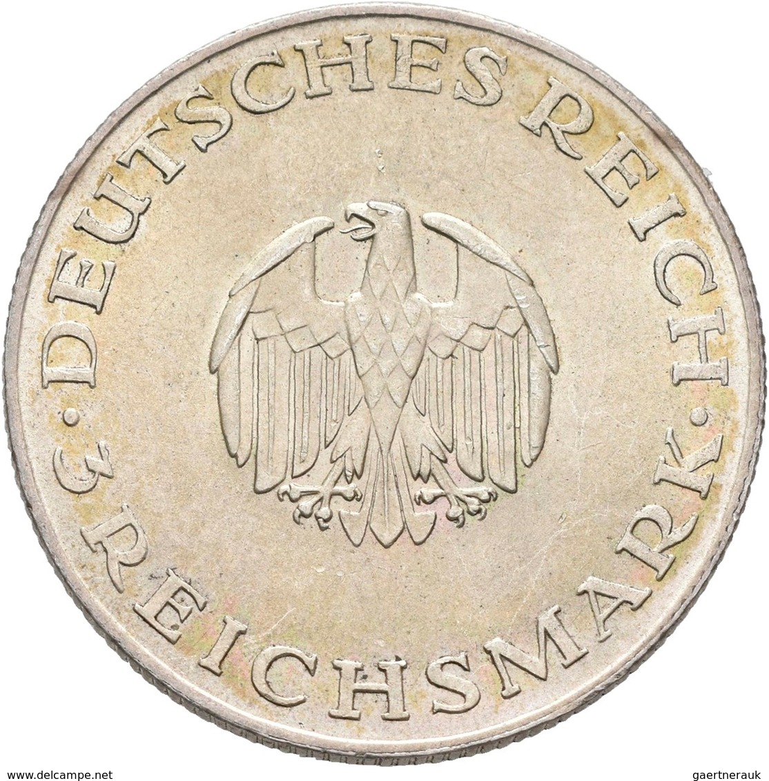 Weimarer Republik: Lot 2 Münzen: 3 Reichsmark 1929 A, Lessing, Jaeger 335, Kratzer, Sehr Schön + 5 R - Otros & Sin Clasificación