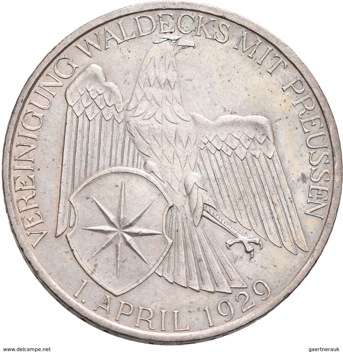 Weimarer Republik: 3 Reichsmark 1929 A, Waldeck, Jaeger 337, Sehr Schön - Vorzüglich. - Other & Unclassified