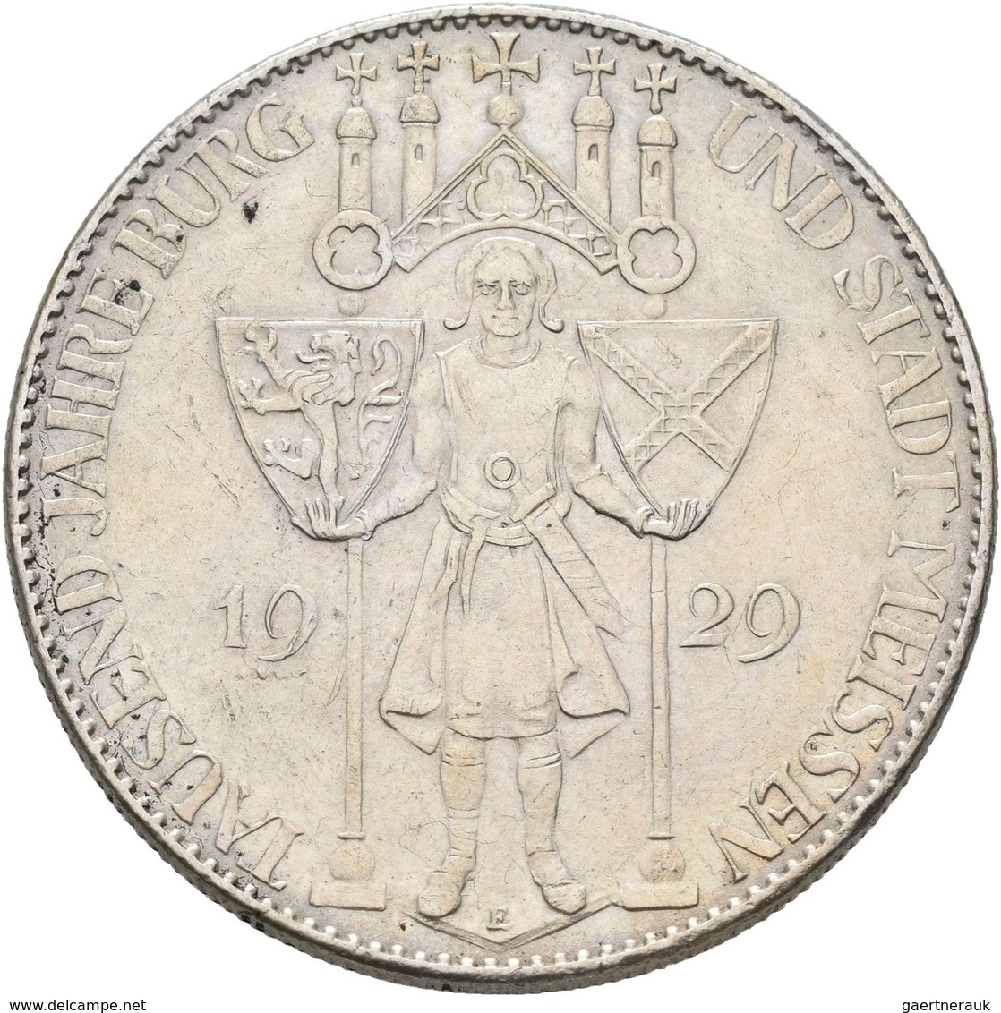 Weimarer Republik: Lot 2 Münzen: 3 Reichsmark 1929 E, Meißen, Jaeger 338 + 5 Reichsmark 1929 E, Meiß - Sonstige & Ohne Zuordnung