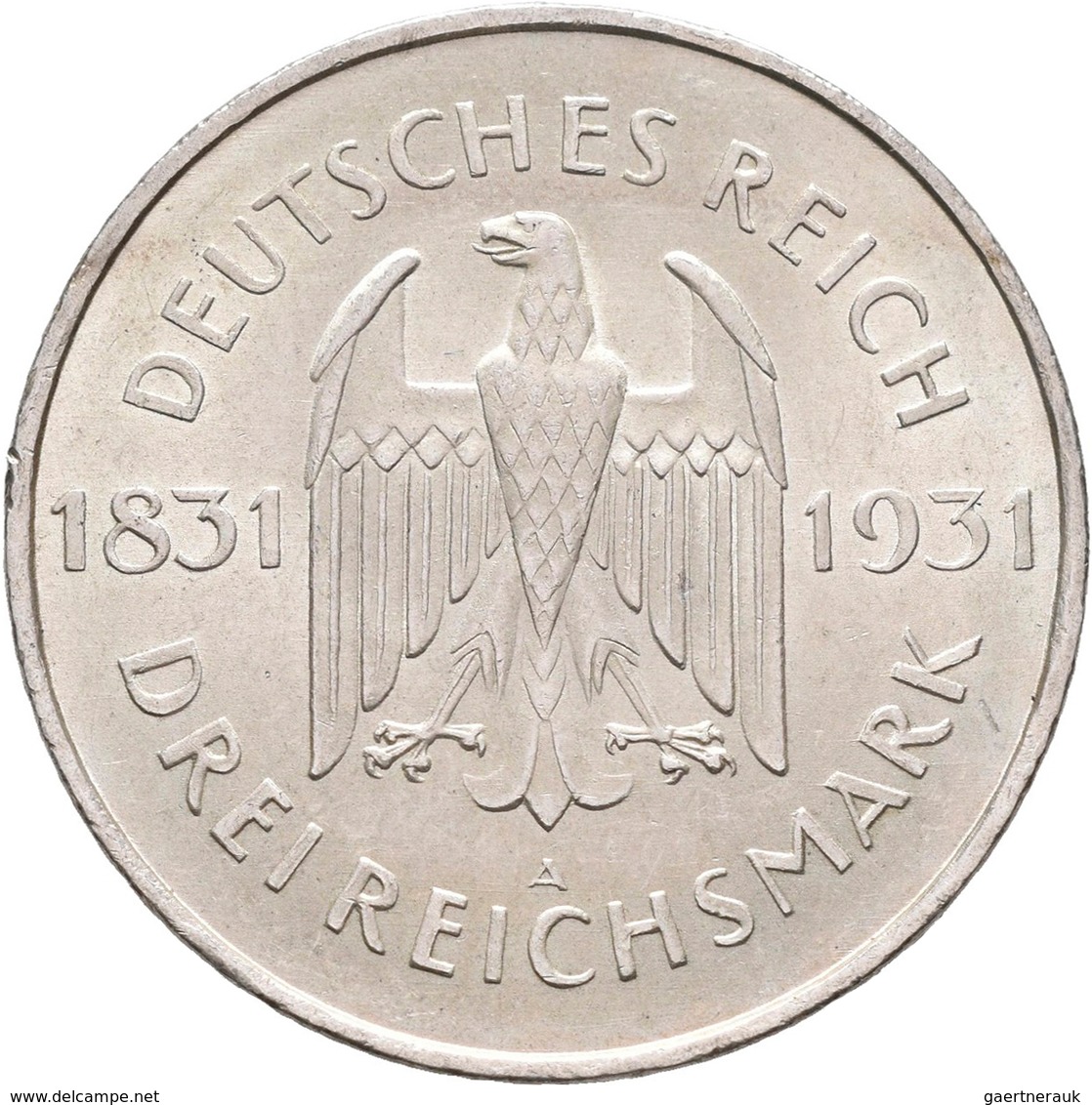 Weimarer Republik: 3 Reichsmark 1931 A, Freiherr Vom Stein, Jaeger 348, Randfehler, Sehr Schön. - Sonstige & Ohne Zuordnung