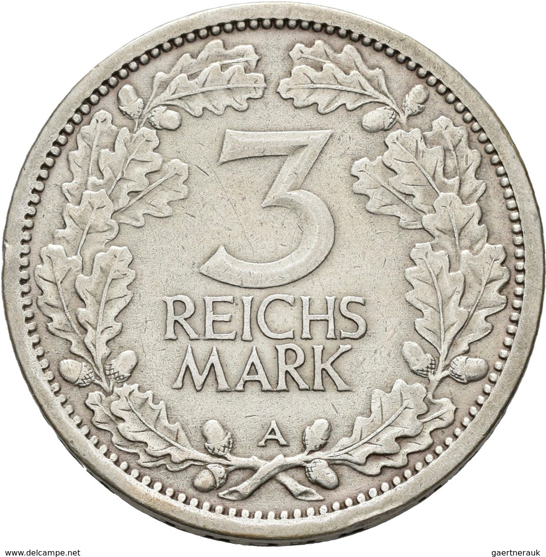 Weimarer Republik: 3 Reichsmark 1931 A, Kursmünze, Jaeger 349, Kratzer, Randschäden, Sehr Schön. - Sonstige & Ohne Zuordnung