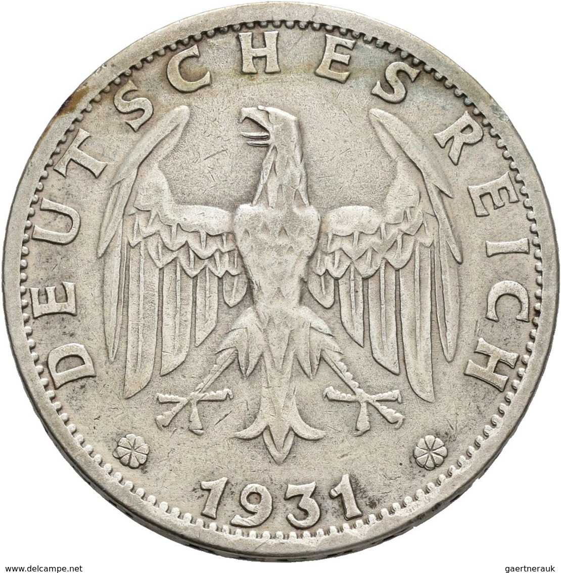 Weimarer Republik: 3 Reichsmark 1931 A, Kursmünze, Jaeger 349, Kratzer, Randschäden, Sehr Schön. - Otros & Sin Clasificación