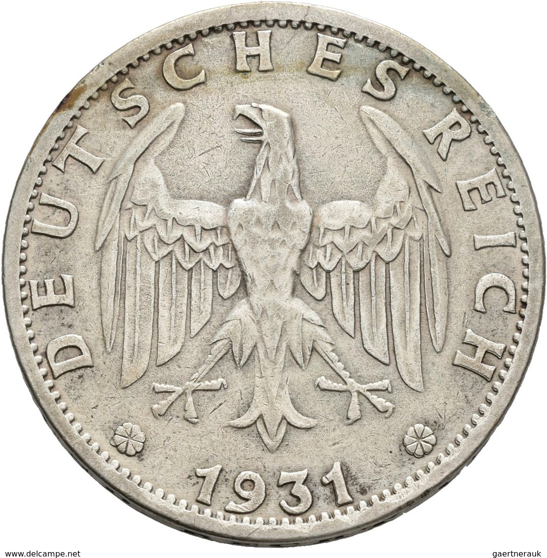 Weimarer Republik: 3 Reichsmark 1931 A, Kursmünze, Jaeger 349, Kratzer, Randschäden, Sehr Schön. - Sonstige & Ohne Zuordnung