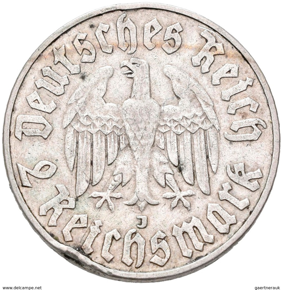 Drittes Reich: Lot 2 Münzen: 2 Reichsmark 1933 J, Luther, Jaeger 352, Randschlag, Sehr Schön + 5 Rei - Sonstige & Ohne Zuordnung