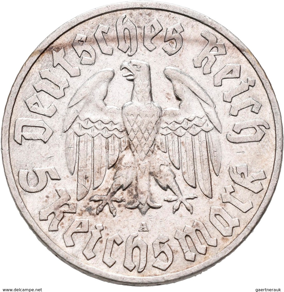 Drittes Reich: Lot 2 Münzen: 2 Reichsmark 1933 J, Luther, Jaeger 352, Randschlag, Sehr Schön + 5 Rei - Sonstige & Ohne Zuordnung