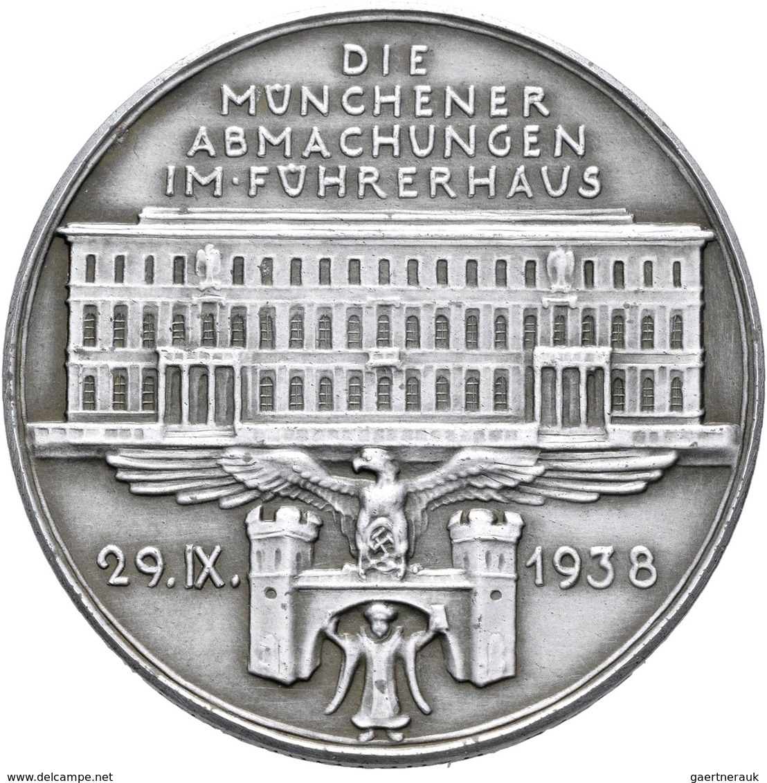 Drittes Reich: Medaille Von Karl Goetz Auf Das Münchener Abkommen Am 29.IX. 1938. ADOLF HITLER BENIT - Andere & Zonder Classificatie