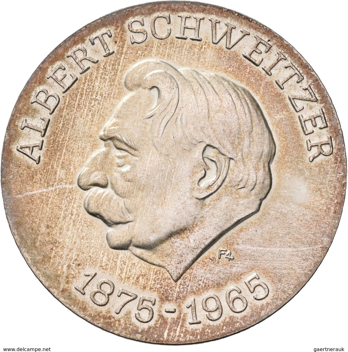 DDR: PROBE: 10 Mark 1975, Albert Schweitzer, Jaeger 1554 P1, Legierungsvariante Ag 500/Cu 500 Mit De - Andere & Zonder Classificatie