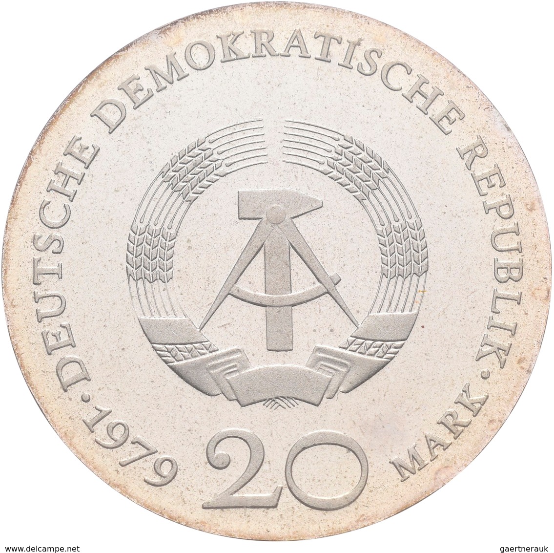 DDR: 20 Mark 1979, Gotthold Ephraim Lessing, Jaeger 1571, In Box, Verblompt. Auflage Nur 4.521 Stück - Altri & Non Classificati