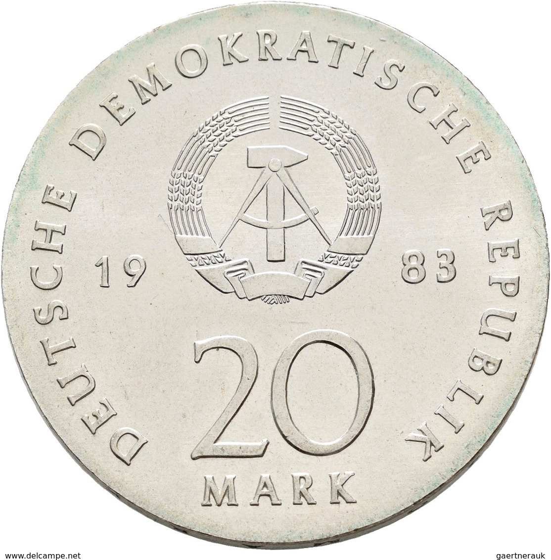 DDR: 20 Mark 1983, Martin Luther, Jaeger 1591, Vorzüglich-Stempelglanz. - Andere & Zonder Classificatie