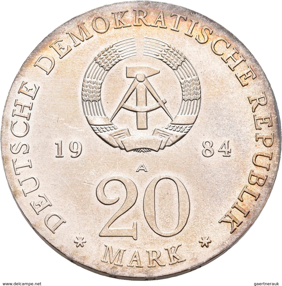 DDR: 20 Mark 1984, Georg Friedrich Händel, Jaeger 1595, Patina, Vorzüglich-Stempelglanz. - Andere & Zonder Classificatie