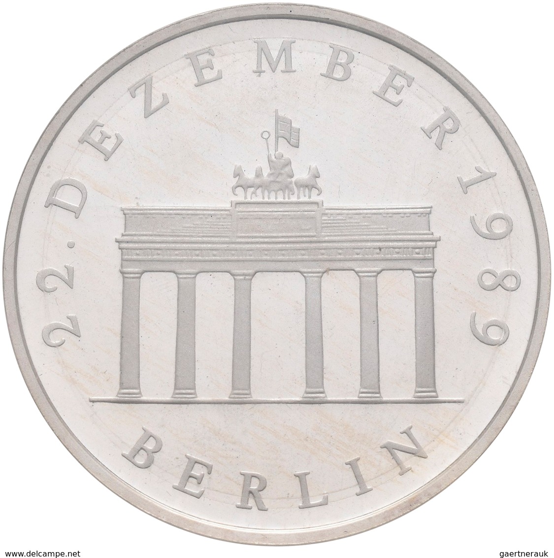 DDR: 20 Mark 1990, Brandenburger Tor, Jaeger 1635 S, In Kapsel, Polierte Platte. - Altri & Non Classificati