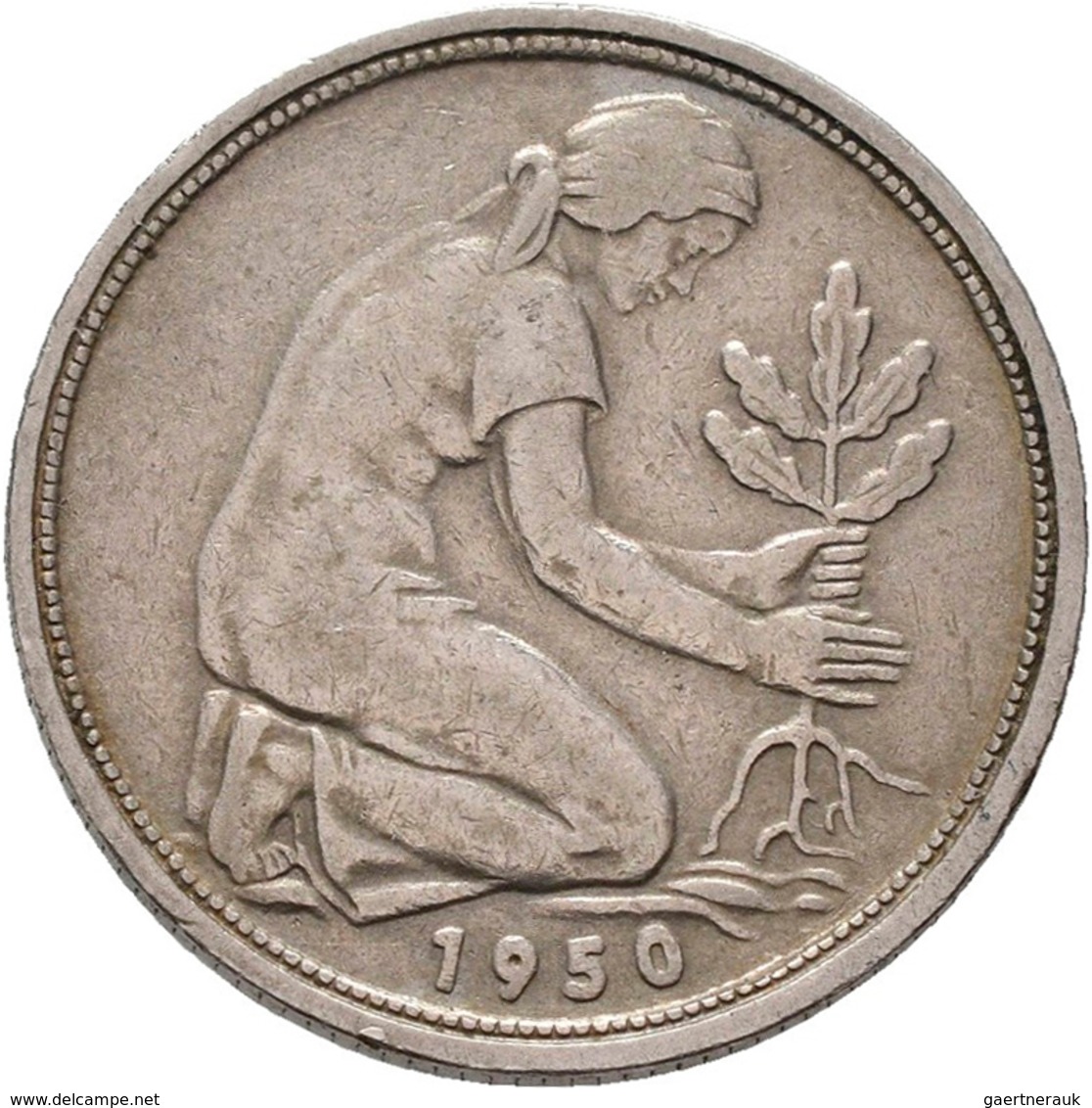 Bundesrepublik Deutschland 1948-2001: 50 Pfennig 1950 G, Bank Deutscher Länder, Jaeger 379, Sehr Sch - Other & Unclassified