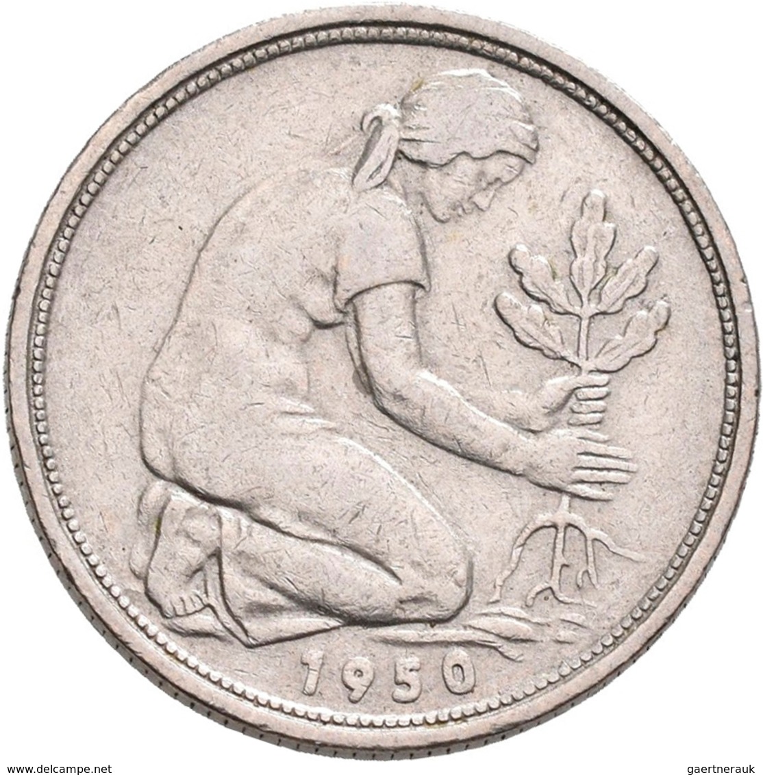Bundesrepublik Deutschland 1948-2001: 50 Pfennig 1950 G, Bank Deutscher Länder, Jaeger 379, Sehr Sch - Otros & Sin Clasificación