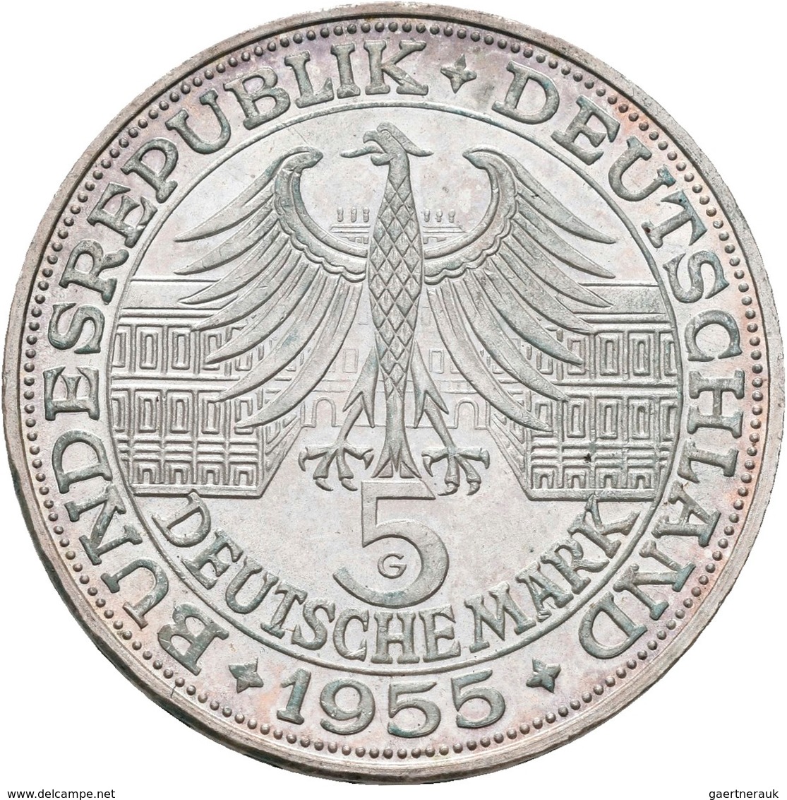 Bundesrepublik Deutschland 1948-2001: 5 DM 1955 G, Markgraf Von Baden, Jaeger 390, Kleiner Kratzer, - Otros & Sin Clasificación