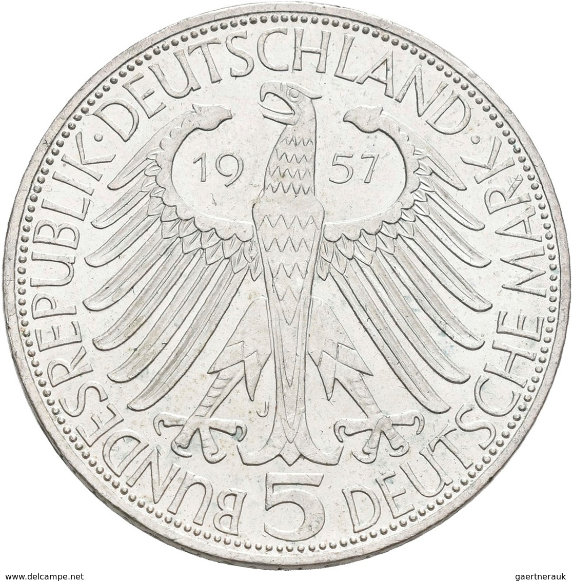 Bundesrepublik Deutschland 1948-2001: 5 DM 1957 J, Freiherr Von Eichendorff, Jaeger 391, Kleiner Ran - Sonstige & Ohne Zuordnung