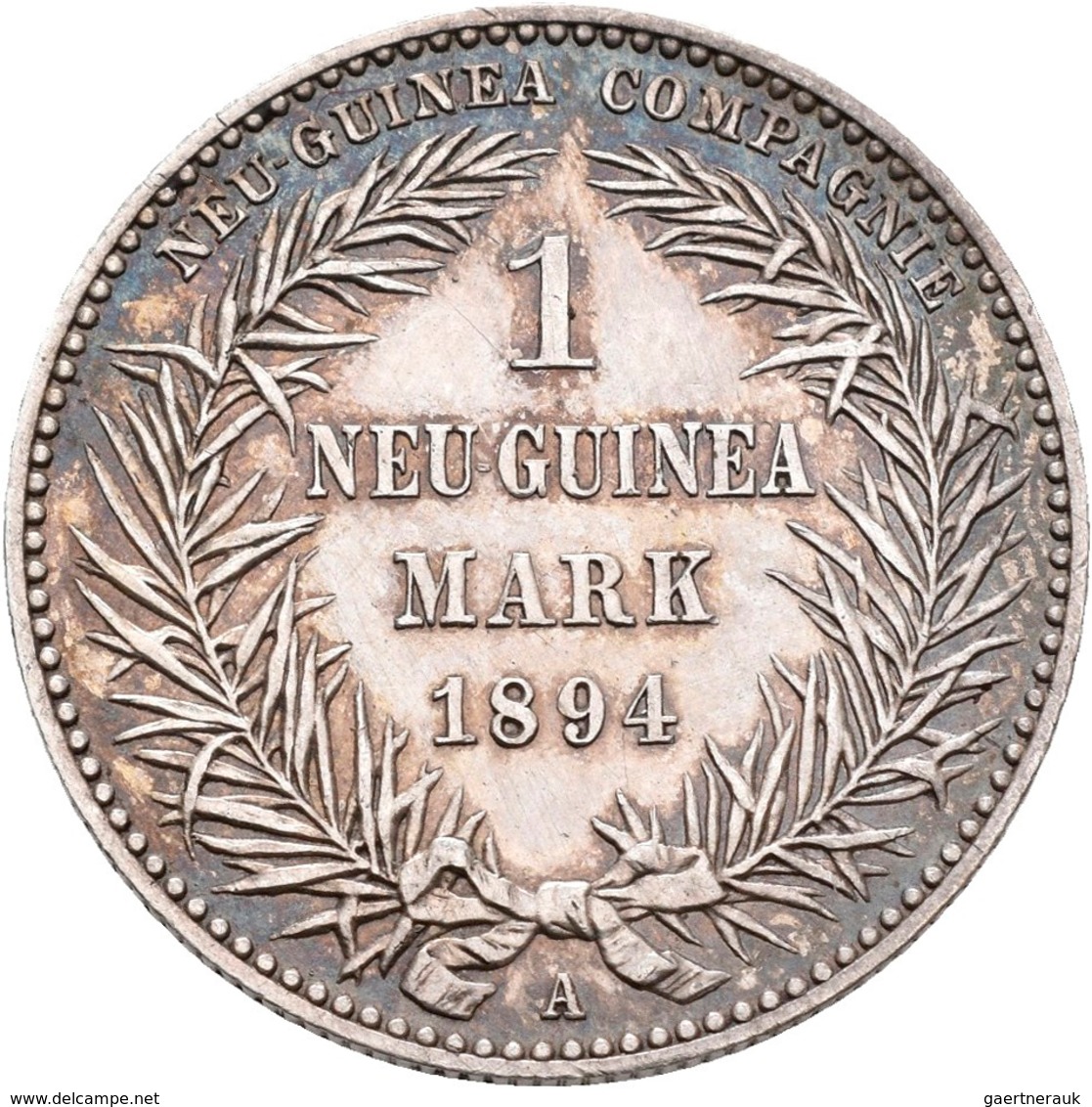 Deutsch-Neuguinea: 1 Neu-Guinea Mark 1894 A, Paradiesvogel, Jaeger 705, AKS 2018, Randfehler, Kratze - Nueva Guinea Alemana