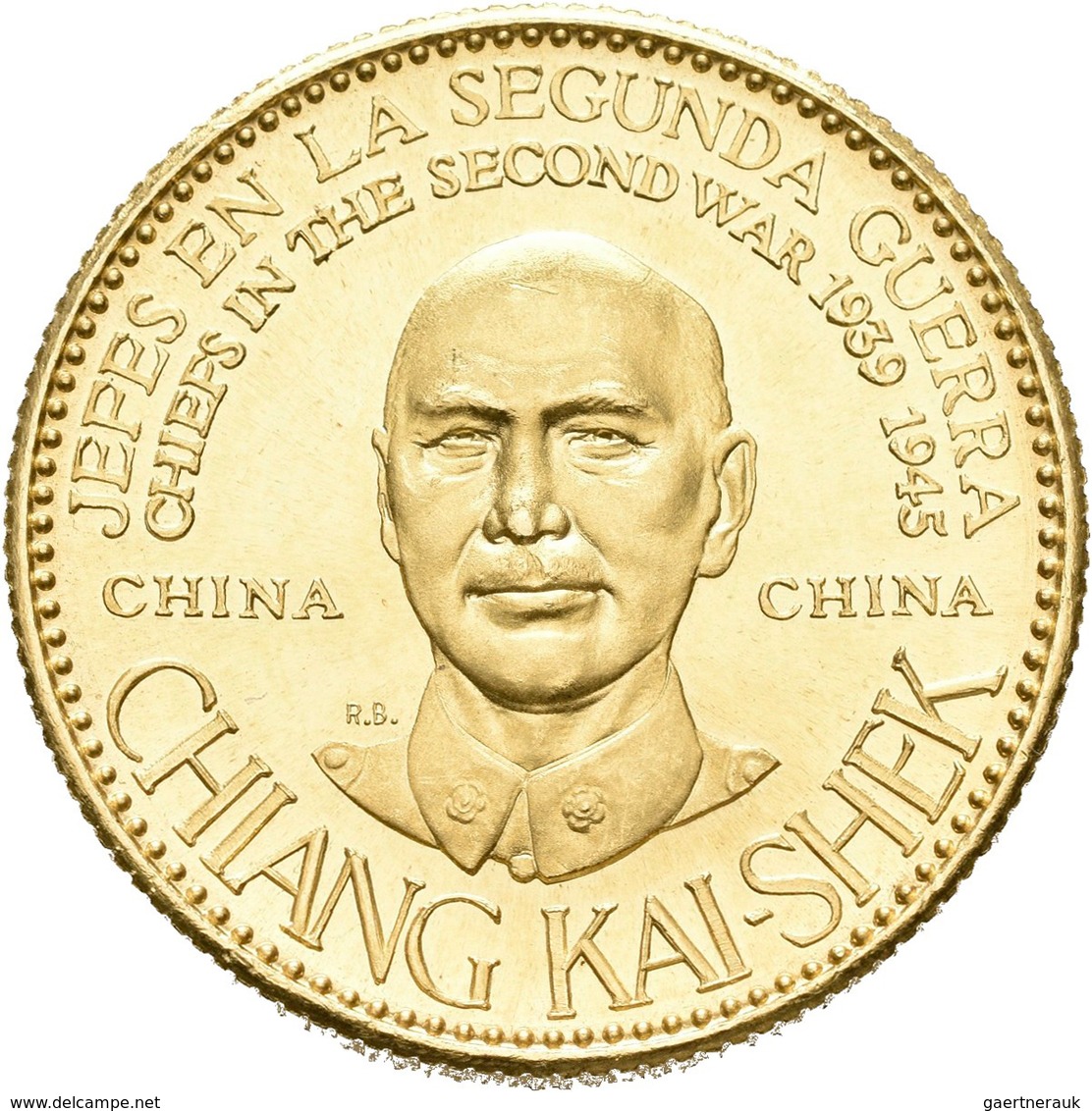 Medaillen Alle Welt: China: Chiang Kai-Shek, Generalissimo (1887-1975); Goldmedaille 1957 Der Banco - Ohne Zuordnung