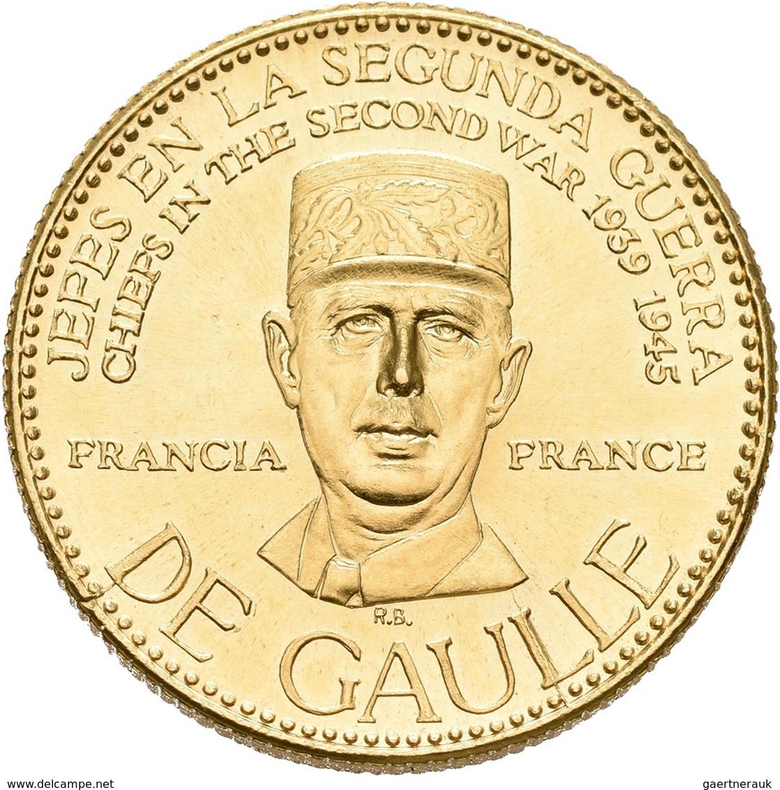 Medaillen Alle Welt: Frankreich: Charles De Gaulle (1890-1970); Goldmedaille 1957 Der Banco Italo-Ve - Ohne Zuordnung