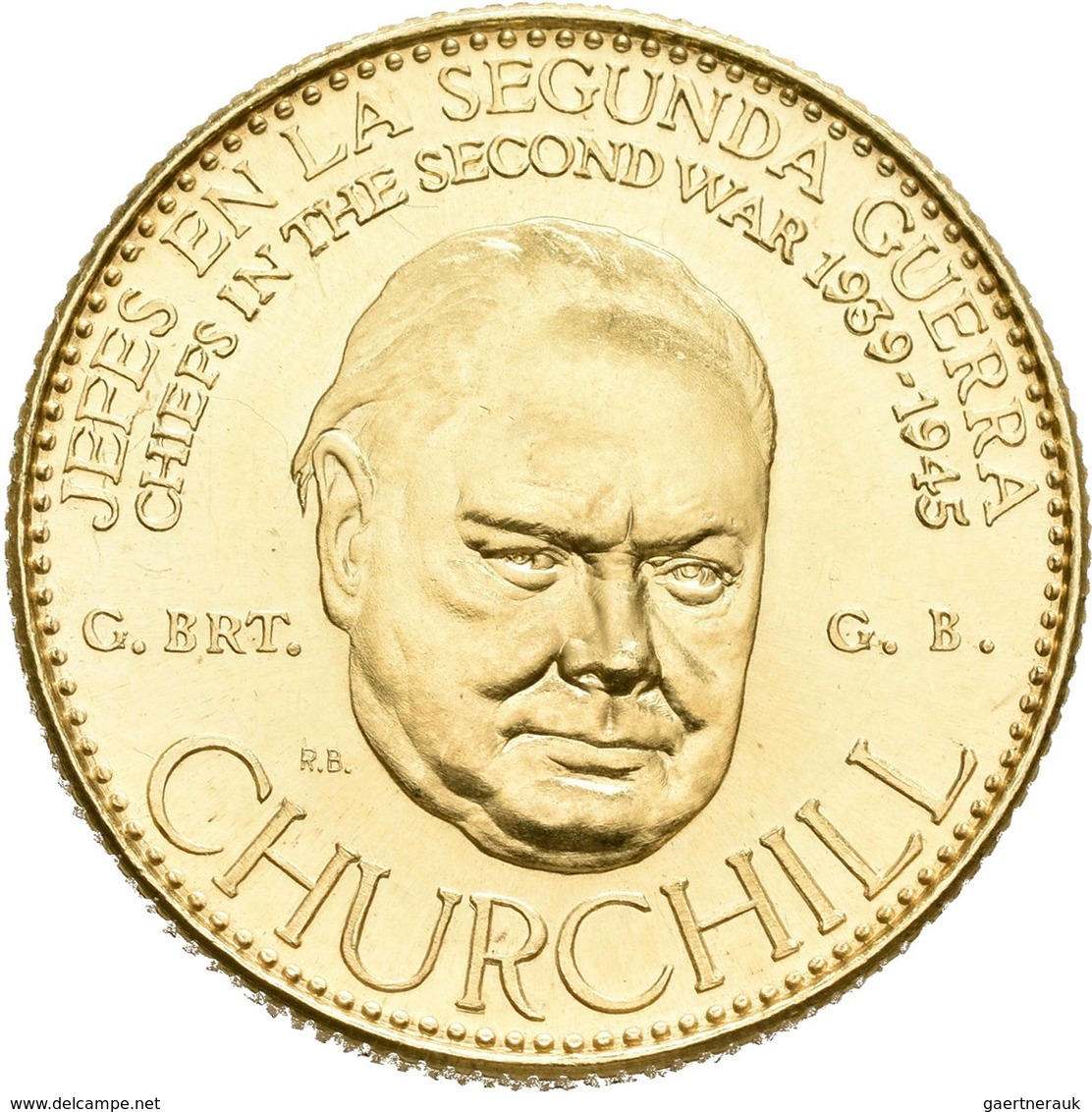 Medaillen Alle Welt: Großbritannien: Winston Churcill (1874-1965); Goldmedaille 1957 Der Banco Italo - Non Classificati
