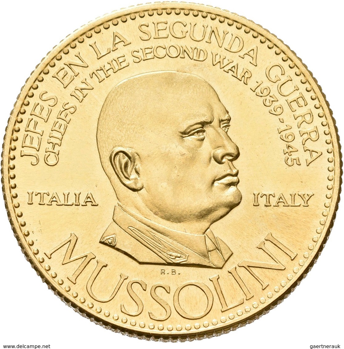 Medaillen Alle Welt: Italien: Benito Mussolini (1883-1945); Goldmedaille 1957 Der Banco Italo-Venezo - Ohne Zuordnung