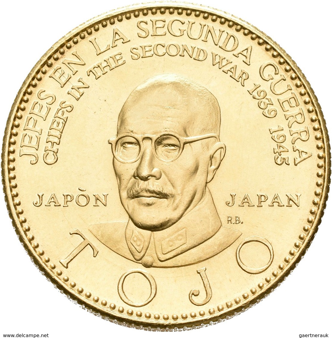 Medaillen Alle Welt: Japan: Hideki Tojo, General (1884-1948); Goldmedaille 1957 Der Banco Italo-Vene - Ohne Zuordnung