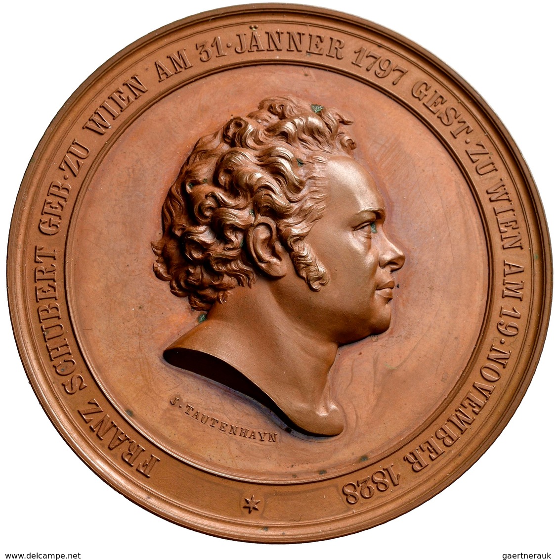 Medaillen Alle Welt: Österreich-Franz Schubert (1797-1828): Bronzemedaille 1872, Von Tautenhayn, Auf - Ohne Zuordnung