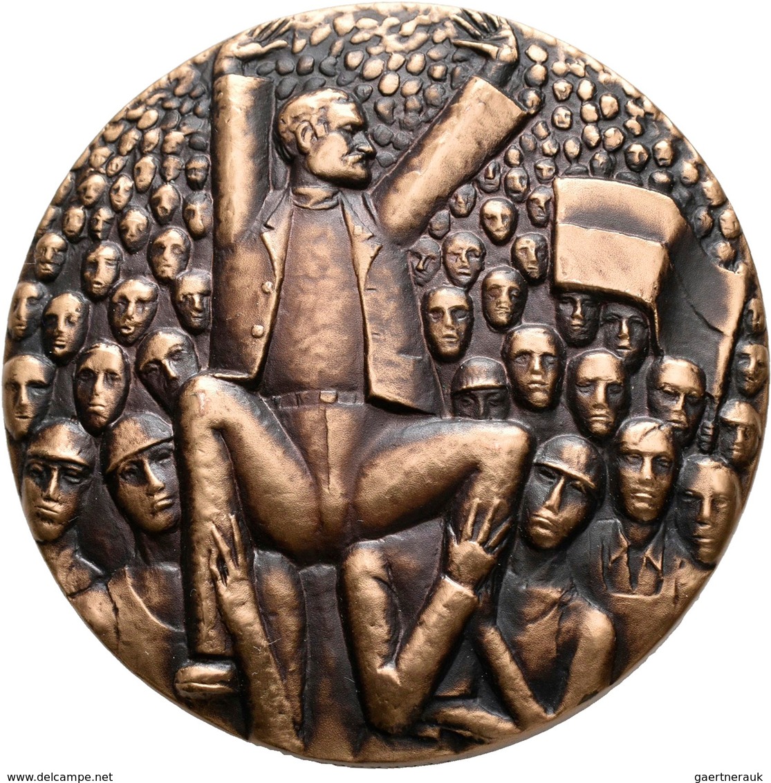 Medaillen Alle Welt: Polen: Bronze-Gedenkmedaille 1981, Von Kauko Räsänen, Auf Lech Walesa, Polnisch - Ohne Zuordnung