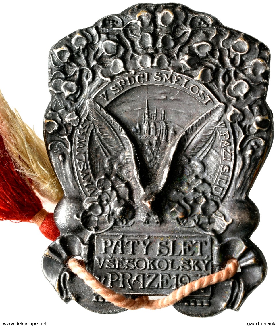 Medaillen Alle Welt: Tschechien: Abzeichen PATY SLET VSESOKOLSKY V PRAZE 1907. Teilnehmer Abzeichen - Ohne Zuordnung