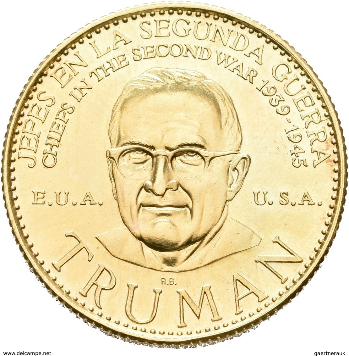 Medaillen Alle Welt: USA: Harry S. Truman, US-Präsident (1884-1972); Goldmedaille 1957 Der Banco Ita - Non Classificati