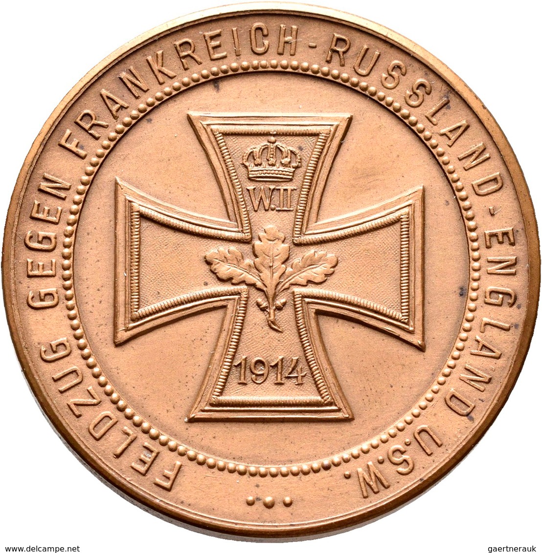 Medaillen Deutschland: 1. Weltkrieg 1914-1918: Bronzemedaille 1914, Unsigniert, Auf Den Feldzug Gege - Otros & Sin Clasificación