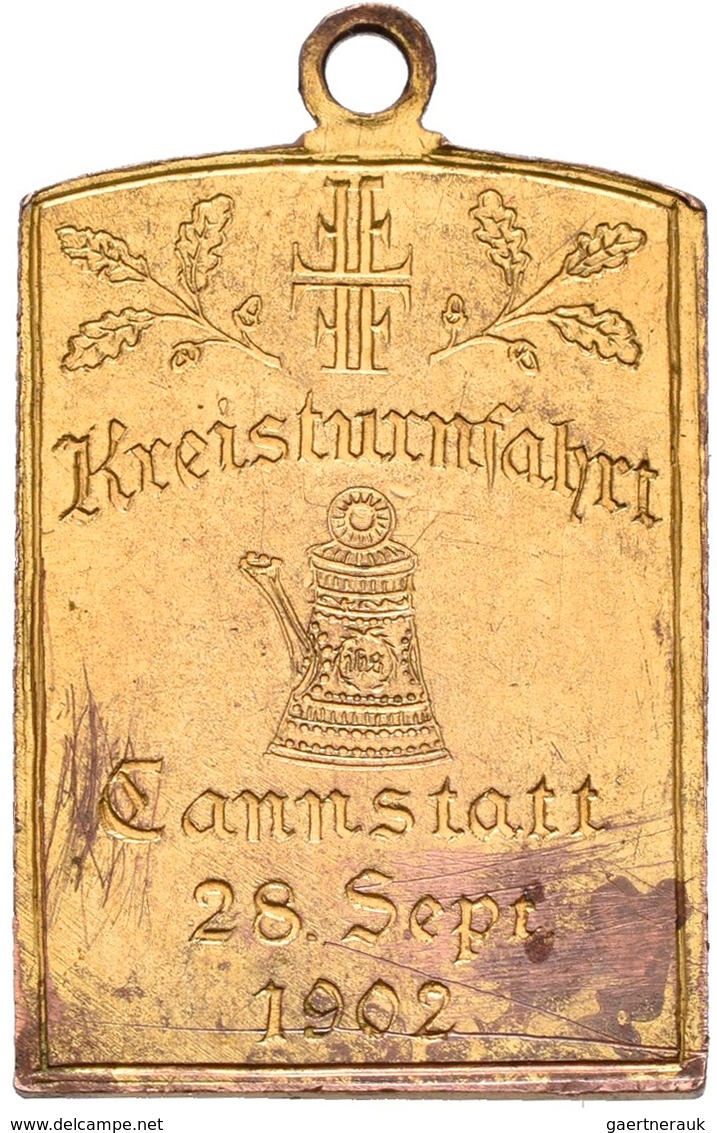 Medaillen Deutschland: Cannstatt/Stuttgart: Vergoldete Bronzeplakette 1902, Unsigniert, Kreisturnfah - Altri & Non Classificati