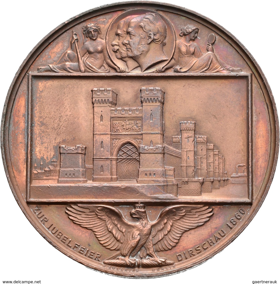 Medaillen Deutschland: Dirschau-Pommern: Bronzemedaille 1860 Von Kullrich, Auf Die Einweihung Der Ei - Other & Unclassified
