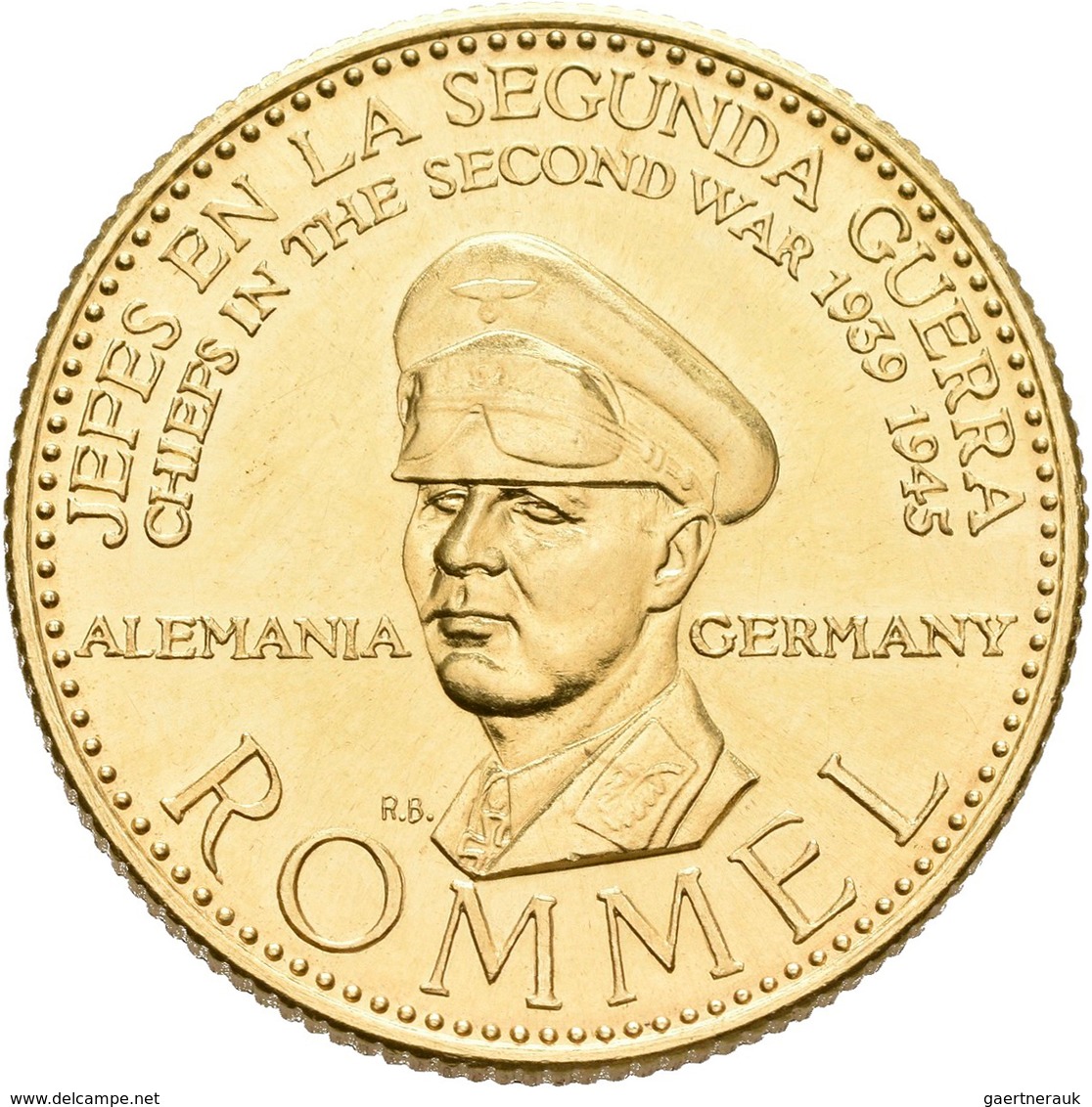 Medaillen Deutschland: Drittes Reich 1933-1945: Erwin Rommel (1891-1944); Goldmedaille 1957 Der Banc - Otros & Sin Clasificación