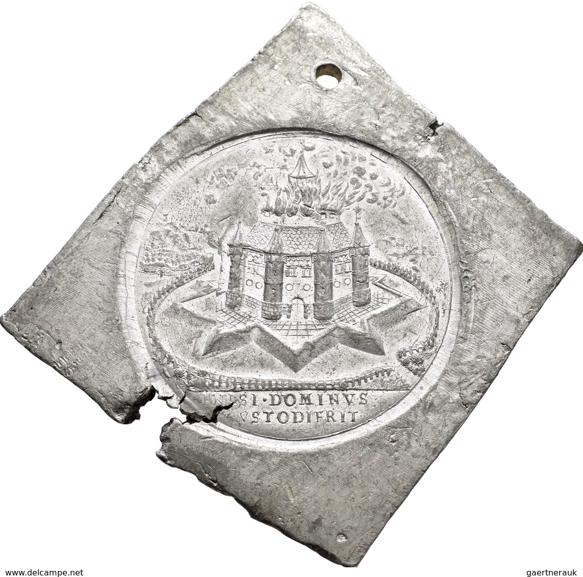 Medaillen Deutschland: Hamburg: Klippenförmige Zinnmedaille O.J.(1906), Auf Den Brand Der St.Michael - Otros & Sin Clasificación