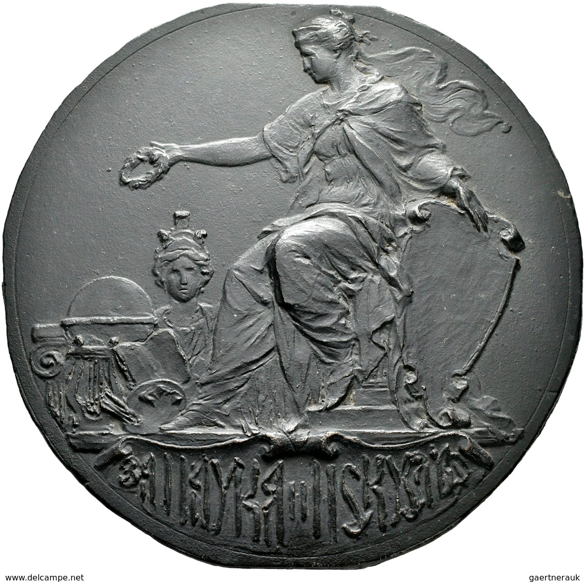 Medaillen Deutschland: Jugendstil: Eisengussmedaille 1908. Göttin Mit Schild Und Siegerkranz, Mit Ky - Otros & Sin Clasificación