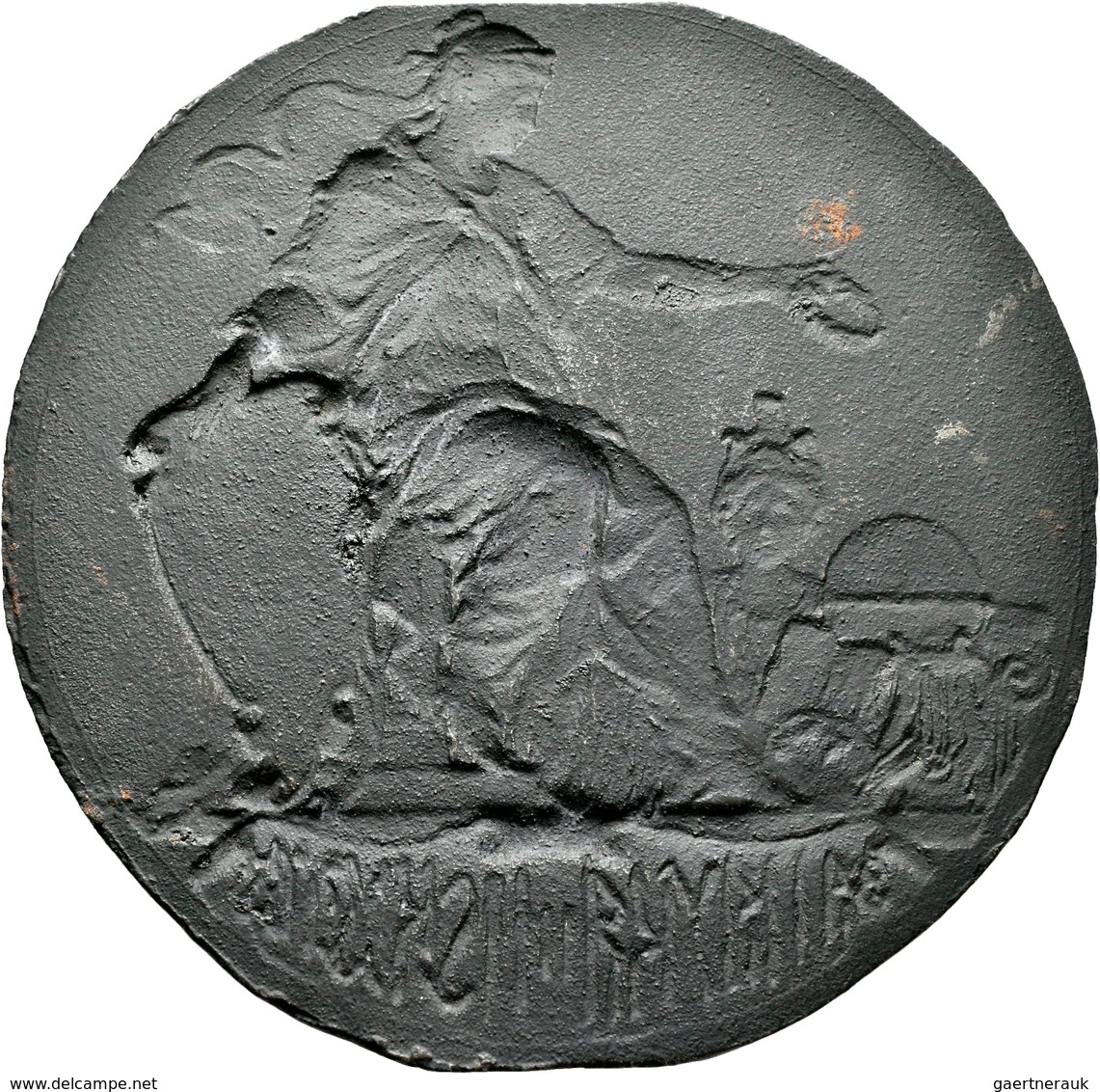 Medaillen Deutschland: Jugendstil: Eisengussmedaille 1908. Göttin Mit Schild Und Siegerkranz, Mit Ky - Other & Unclassified