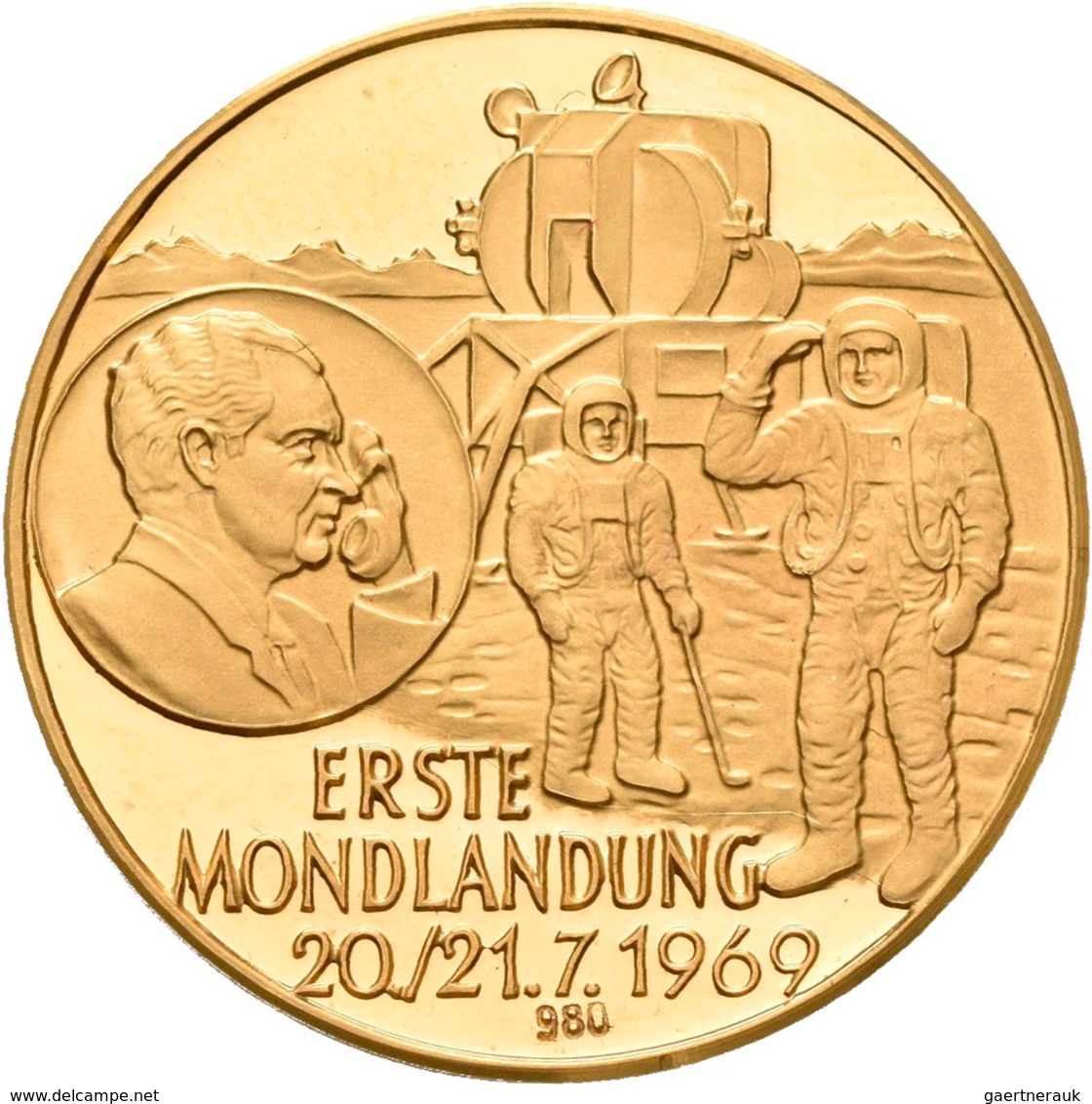 Medaillen Deutschland: Raumfahrt: Goldmedaille 1969, Auf Die Erste Mondlandung Am 20./21.7.1969, Gol - Other & Unclassified