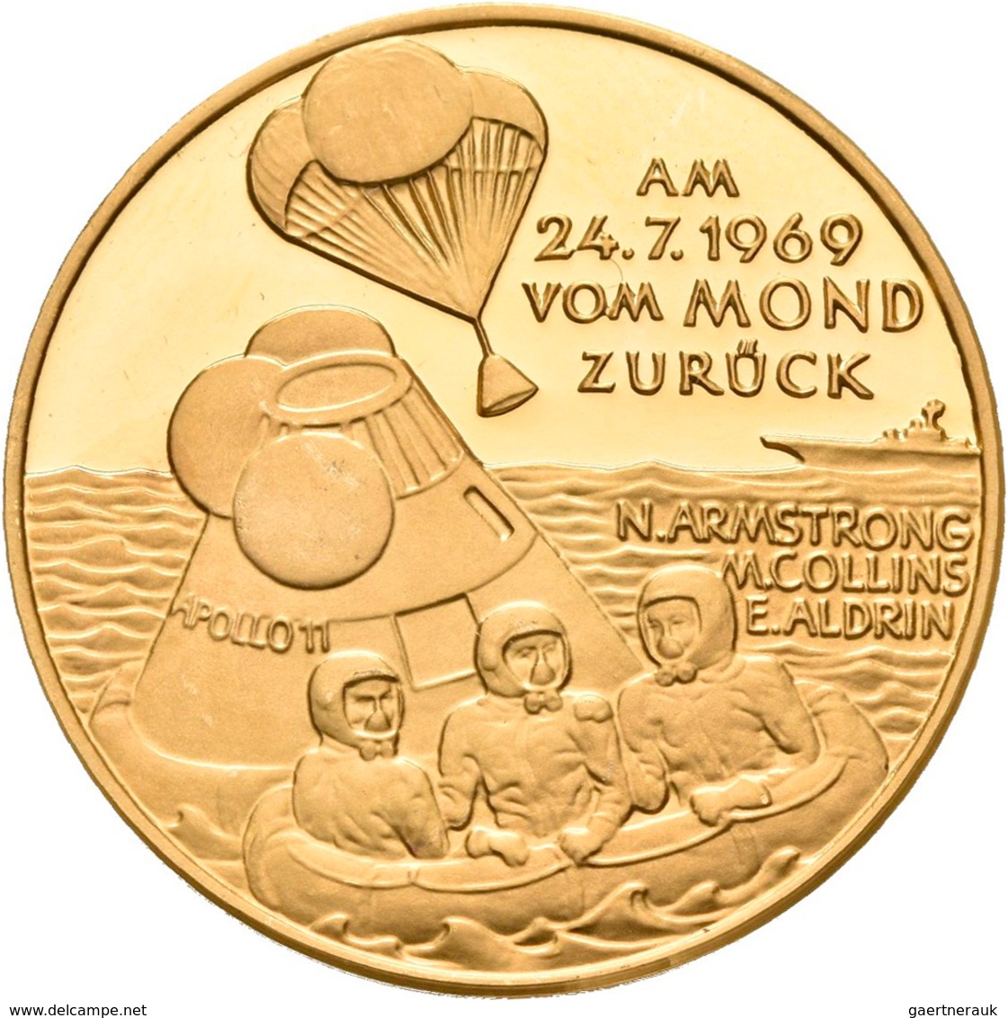 Medaillen Deutschland: Raumfahrt: Goldmedaille 1969, Auf Die Erste Mondlandung Am 20./21.7.1969, Gol - Otros & Sin Clasificación