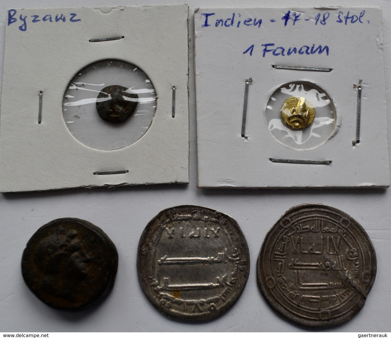 Alle Welt: Lot 5 Alte Münzen, Dabei: Byzanz, Indien Goldfanam, Griechenland Olbio, 2 X Islamische Di - Altri & Non Classificati