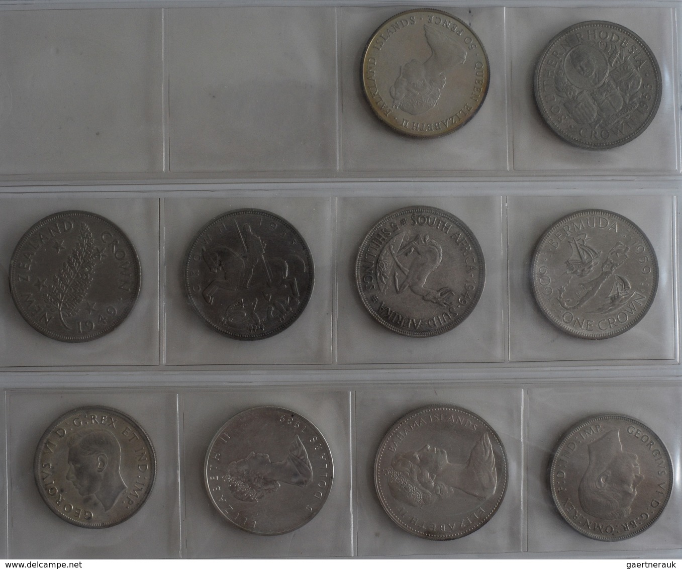 Britische Kolonien: Lot 10 Silbermünzen; Australia Crown 1937 / Bahama Islands 2 Dollars 1970 / Berm - Colonias