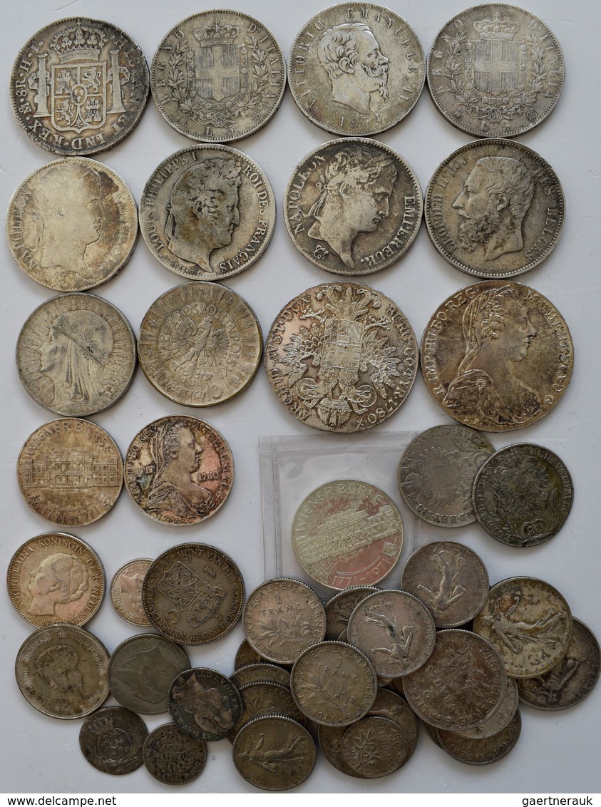 Europa: Lot Silbermünzen Aus Dem 19 Jhr. / Anfang 20 Jhd., Dabei: Mexiko 8 Reales 1811; 3 X 5 Lire U - Otros – Europa