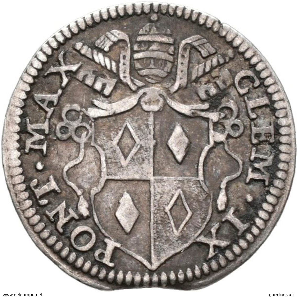 Italien: Lot 12 Münzen; meist Kirchenstaat, Clemenz IX. Mezzo Grosso del Possesso 1667, Clemenz XI.