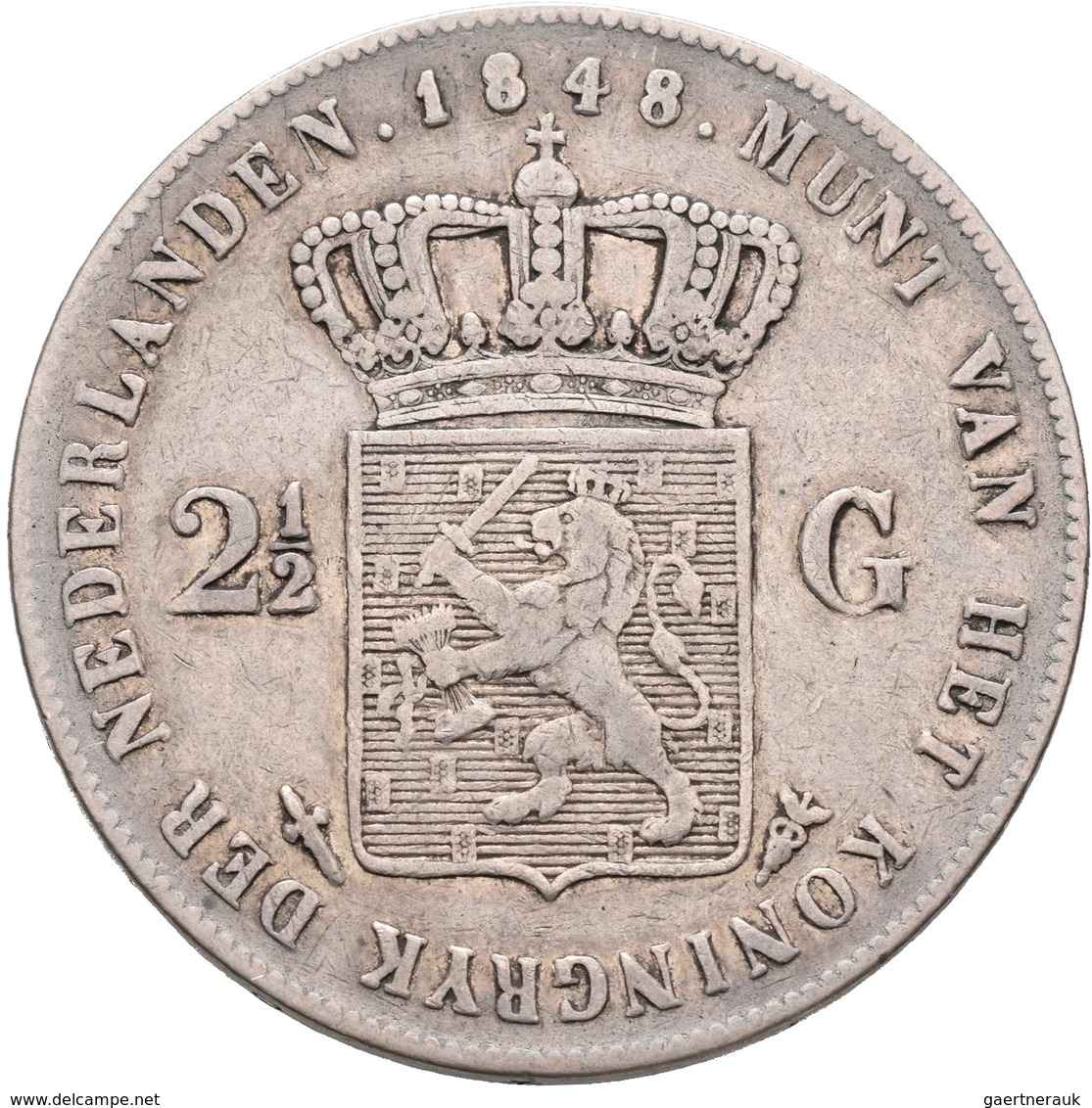 Niederlande: Lot 5 Stück; 2½ Gulden 1848, 1871,1939,1944,1964, Sehr Schön, Sehr Schön-vorzüglich, Vo - 1795-1814: Franz. Herrschaft