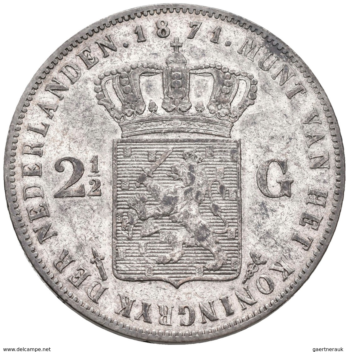 Niederlande: Lot 5 Stück; 2½ Gulden 1848, 1871,1939,1944,1964, Sehr Schön, Sehr Schön-vorzüglich, Vo - 1795-1814 : Protectorado Francés & Napoleónico