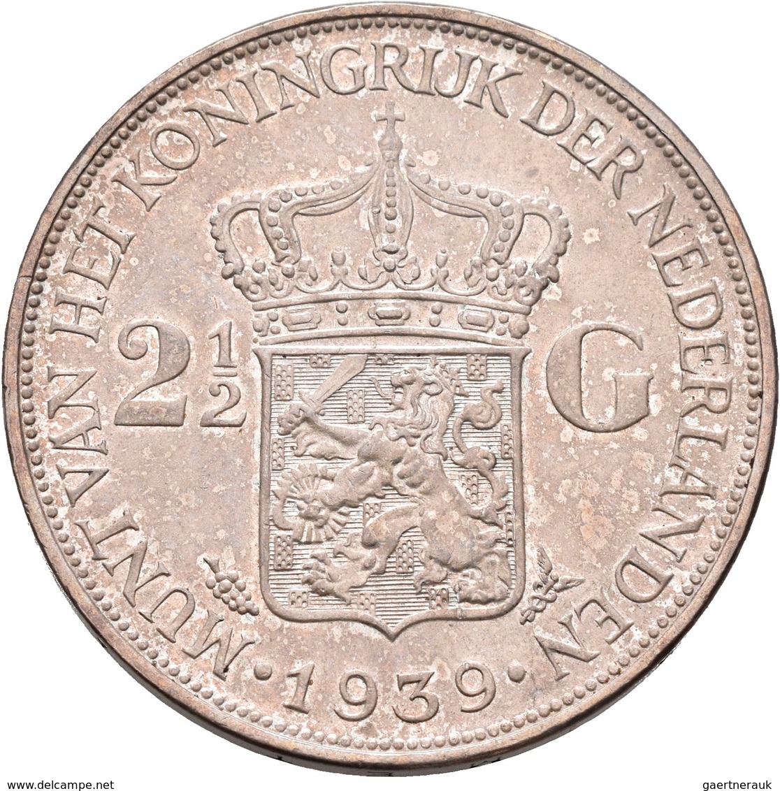 Niederlande: Lot 5 Stück; 2½ Gulden 1848, 1871,1939,1944,1964, sehr schön, sehr schön-vorzüglich, vo