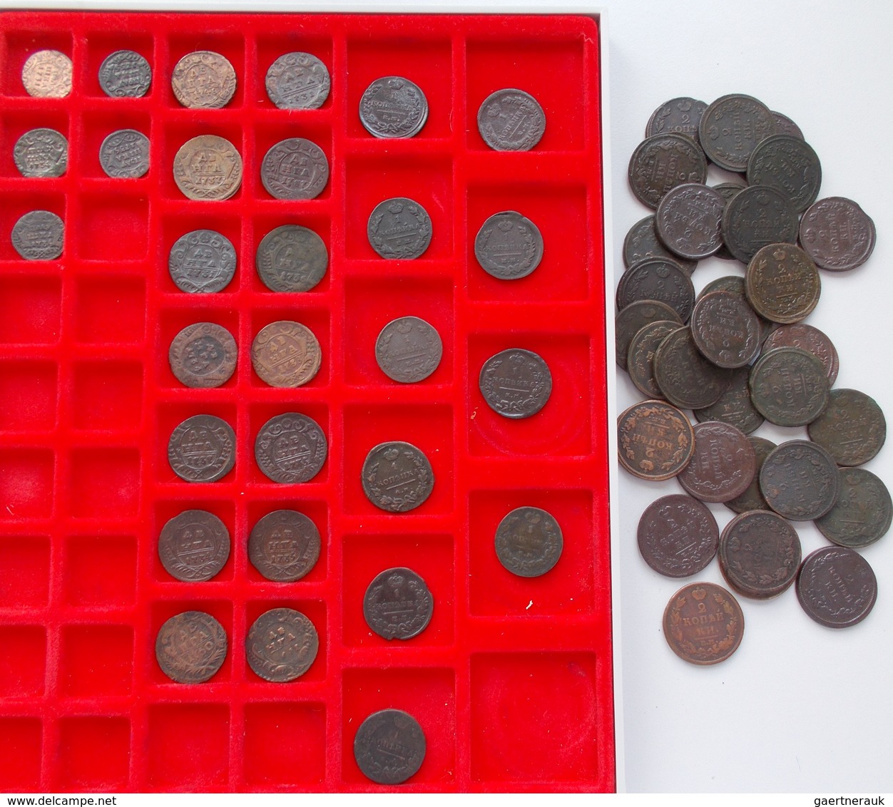 Russland: Sammlung Von 60 Russischen Bronzemünzen Aus Dem 18./19. Jahrhundert, Dabei Poluschka (5), - Russia