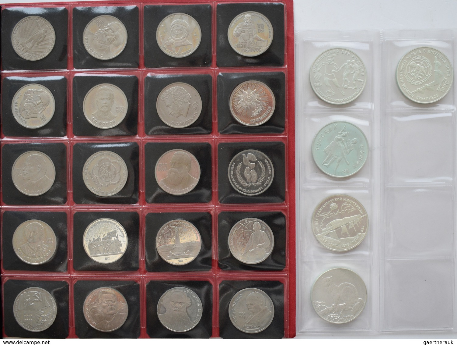 Russland: Russland / UdSSR: Lot Lot 5 X 3 Rubel Aus Silber (1990+1993 [2x]/1994/1995) Sowie 20 Münze - Russland